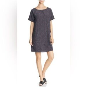 Eileen Fisher Morse Code short sleeve printed Shift Dress size SP